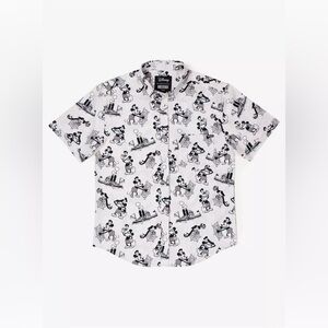 Disney Mickey Mouse Short Sleeve Button-Up Shirt - White/Black
